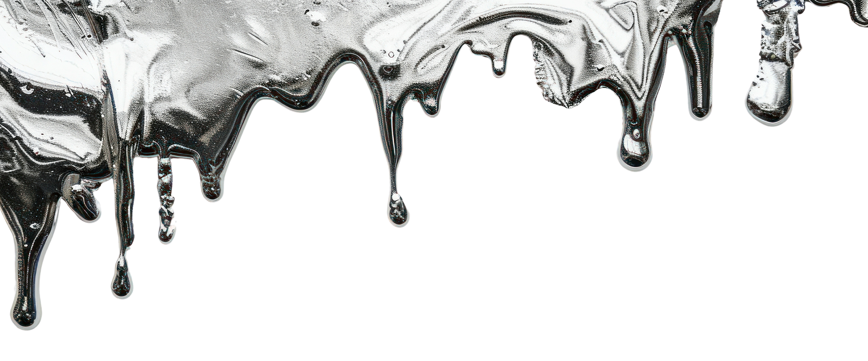 silver paint drips oozing down the screen