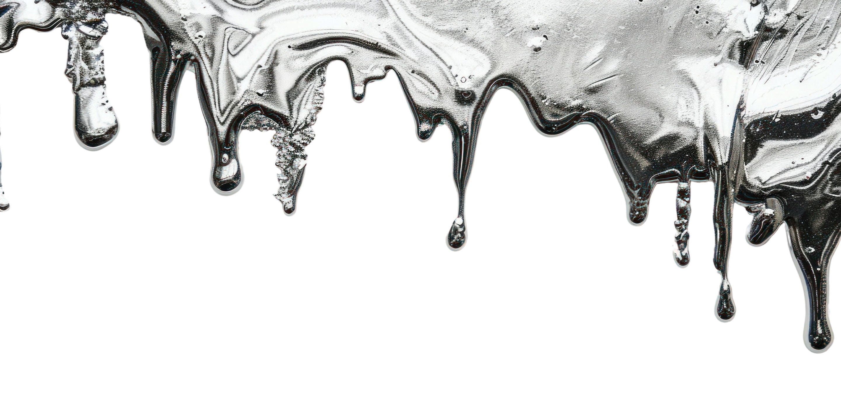 silver paint drips oozing down the screen